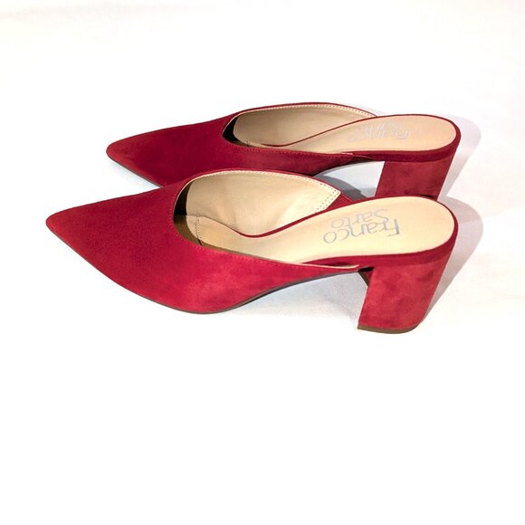 Franco Sarto	| Tamera Crimson Red Suede Mule Heel | Size 6.5 - Picture 7 of 15